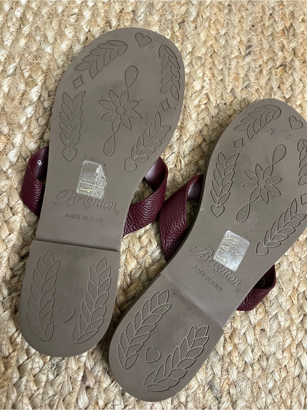 NWT Sz 8 Brighton Maroon Alice Classic Neutrals Leather Sandals Silver Ferrera - Picture 11 of 13
